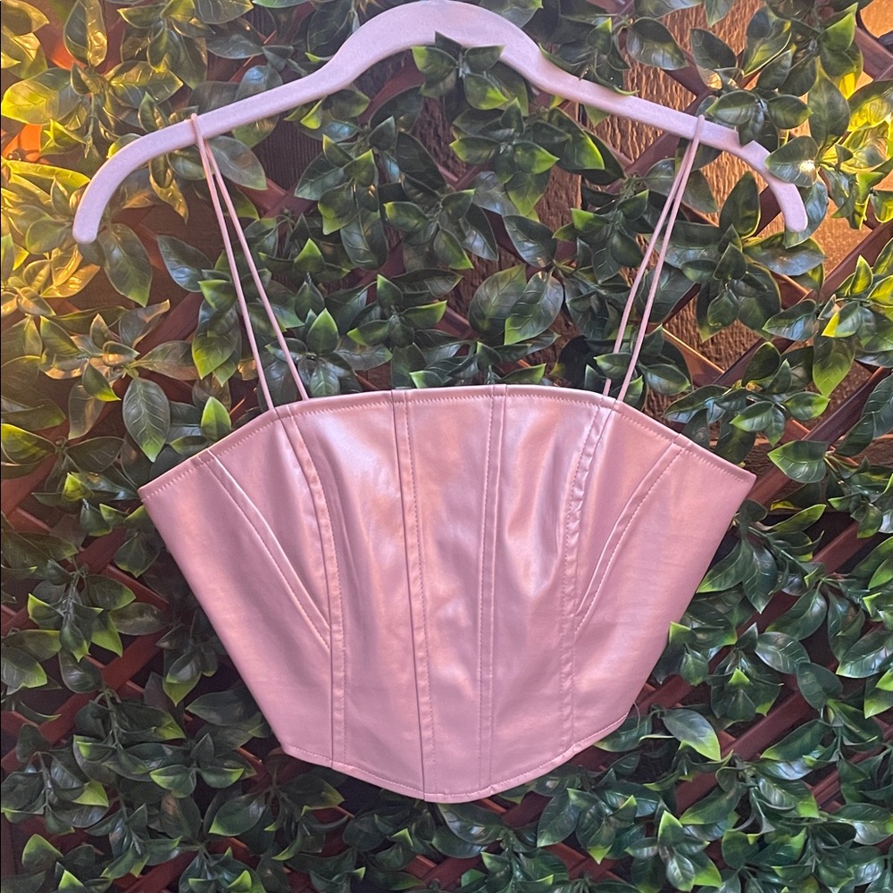 Pink Faux Leather Corset Top